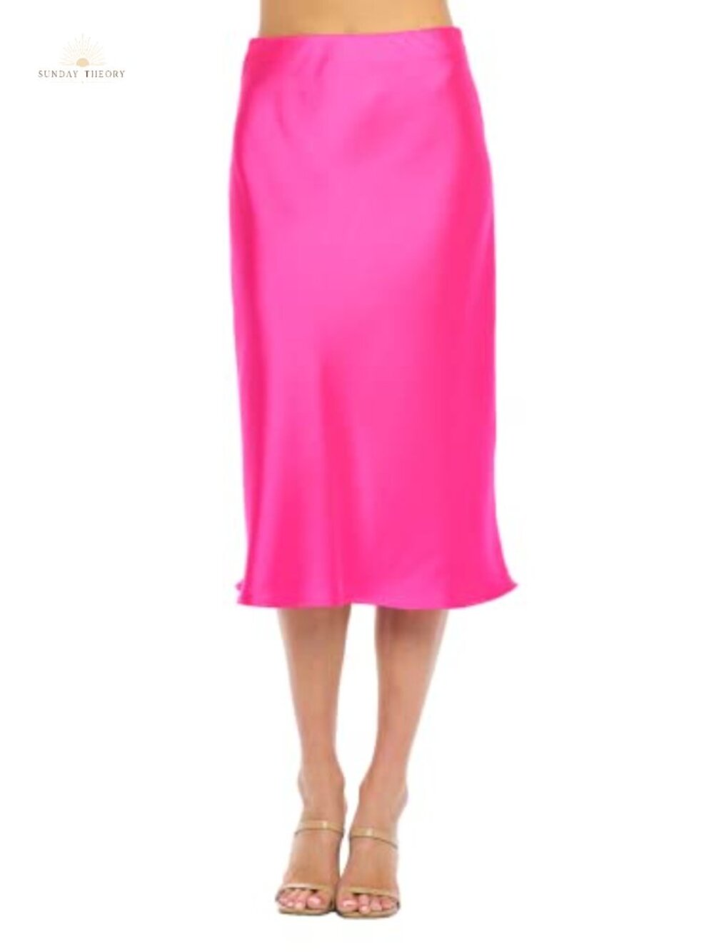 Women's High Waist A-Line Satin Midi Skirt Made in USA